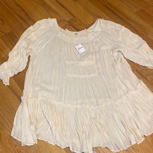 Free People Ivory Oversized Flowy Shirt S